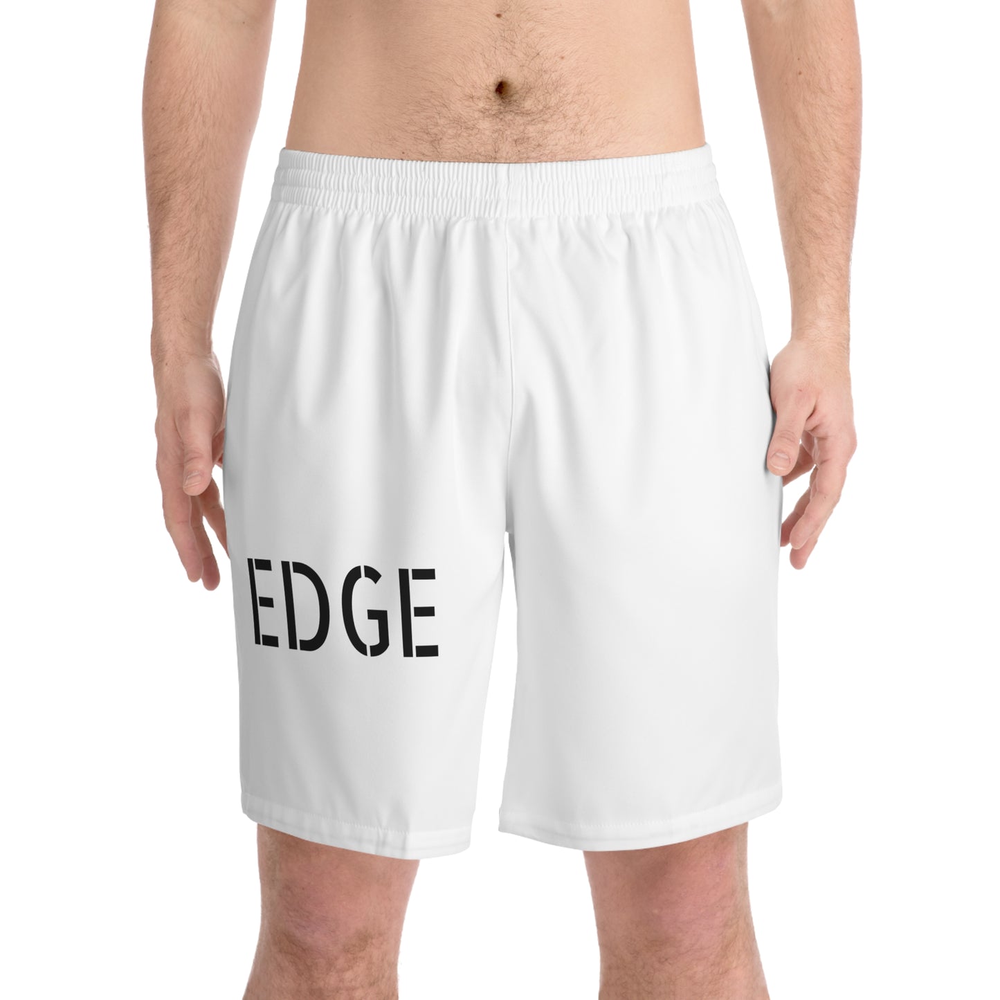 Men's Elastic Beach Shorts with 'EDGE' Design, Swimwear for Summer, Casual Beachwear, Vacation Essentials, Pool Party Attire