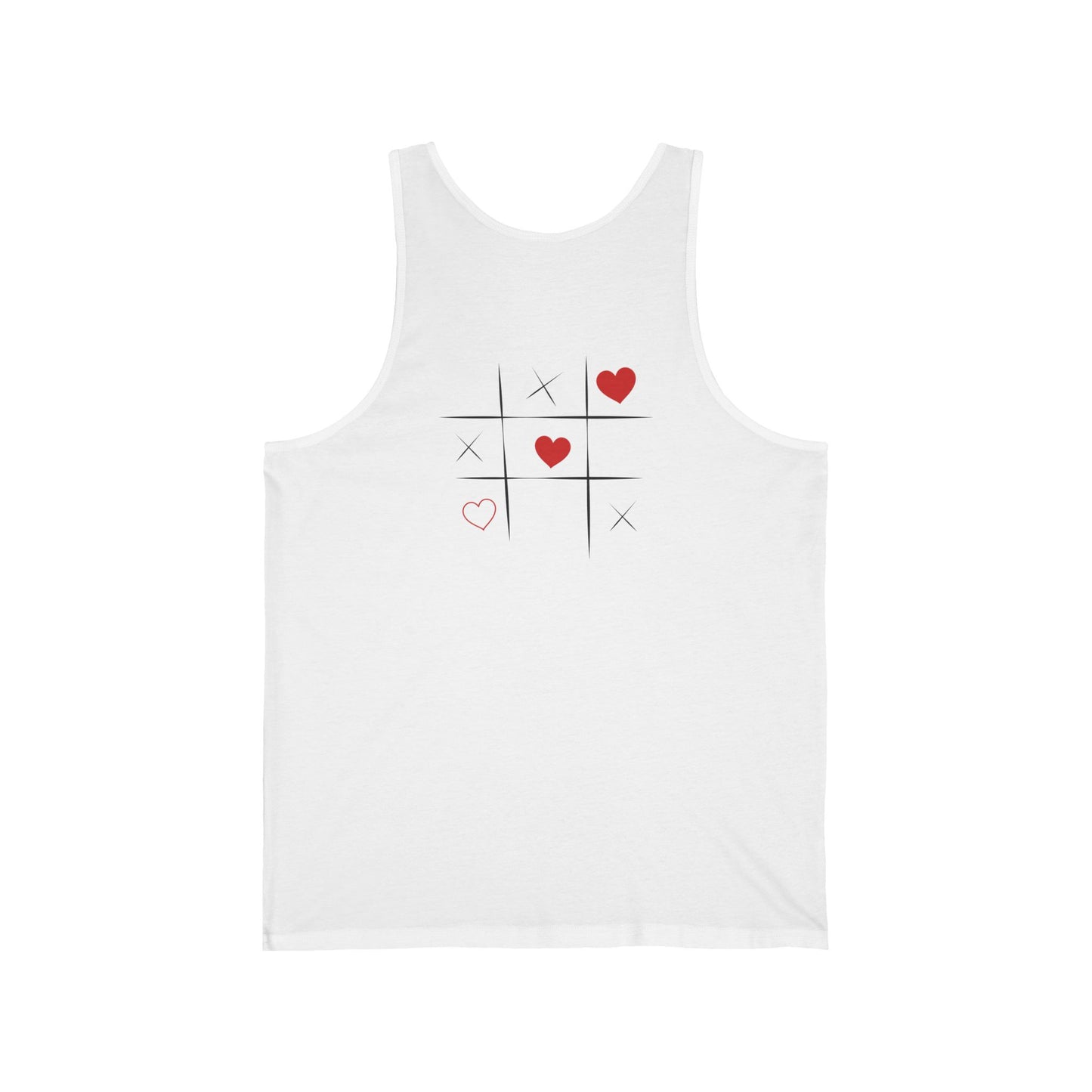 Valentine's Love Tank Top, Unisex Jersey Tank, Casual Summer Wear, Heart Graphic Tee, Gift for Couples, Romantic Apparel