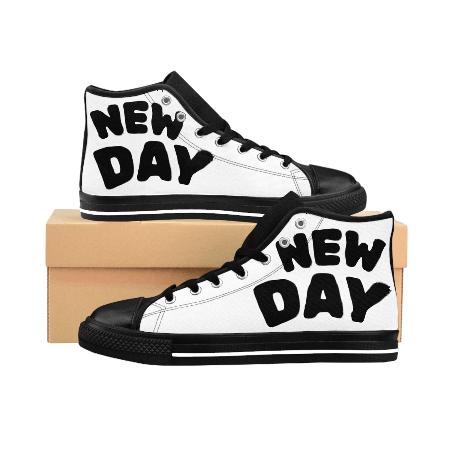 Classic High-Top Sneakers - "New Day" Inspirational Footwear, Trendy Unisex Shoes for Every Occasion, Gift for Him or Her, Fashionable [...]
